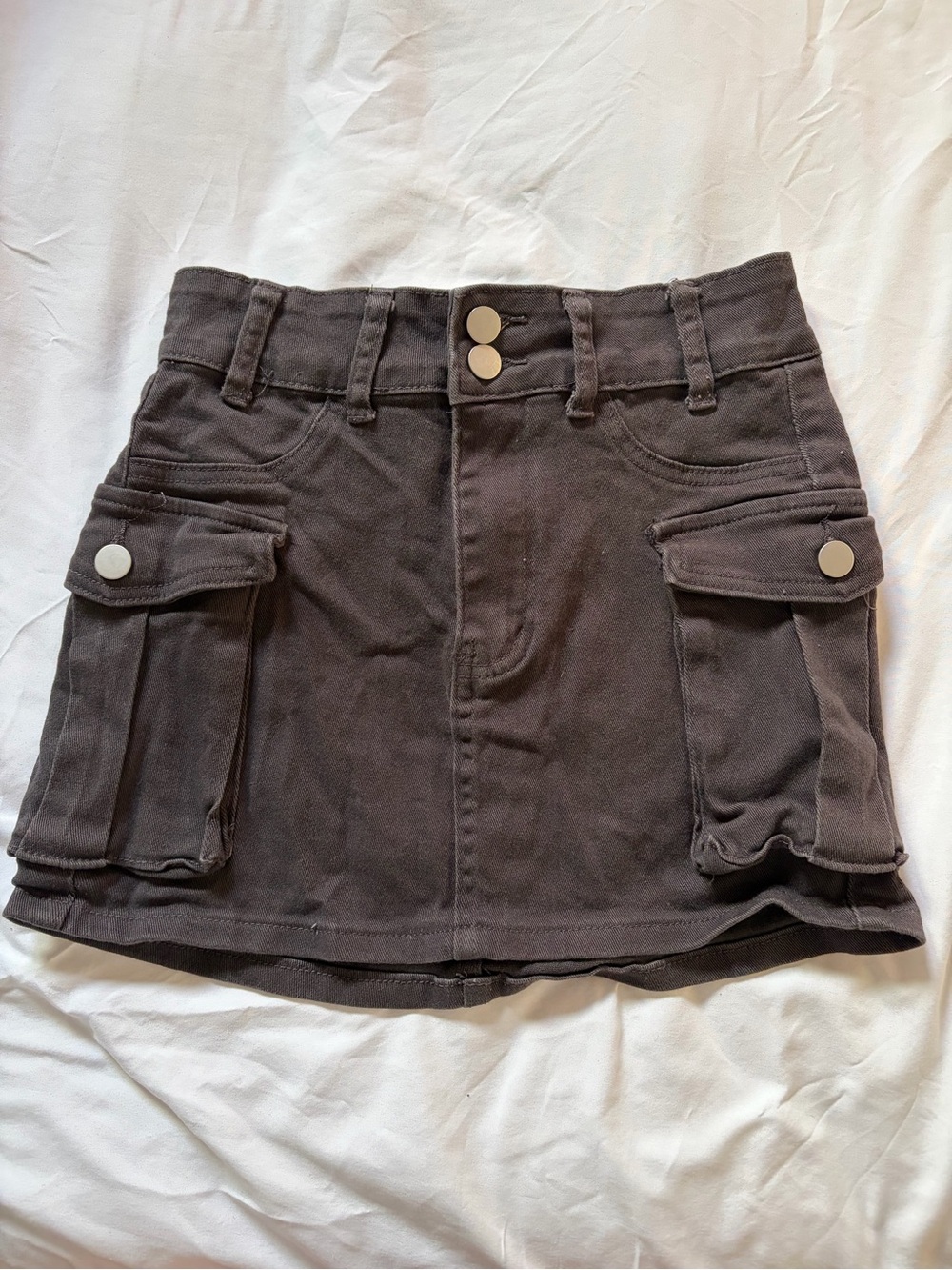 Cargo Pocket Mini Skirt in Charcoal Gray